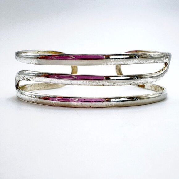 VTG Solid Sterling Silver 925 Abstract Open Cuff Bracelet Size 2.5" Length - Picture 1 of 10